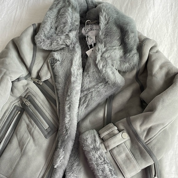 The Arrivals NYC gray suede biker jacket - Picture 3 of 6
